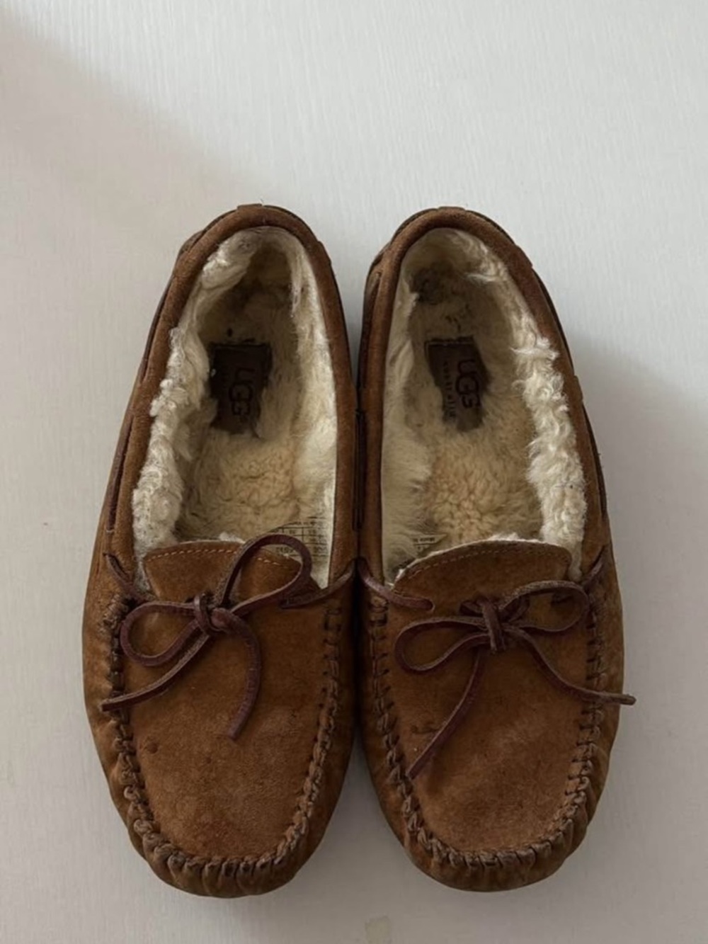 UGG Chestnut Suede Shearling Moccasin Slippers - Men's